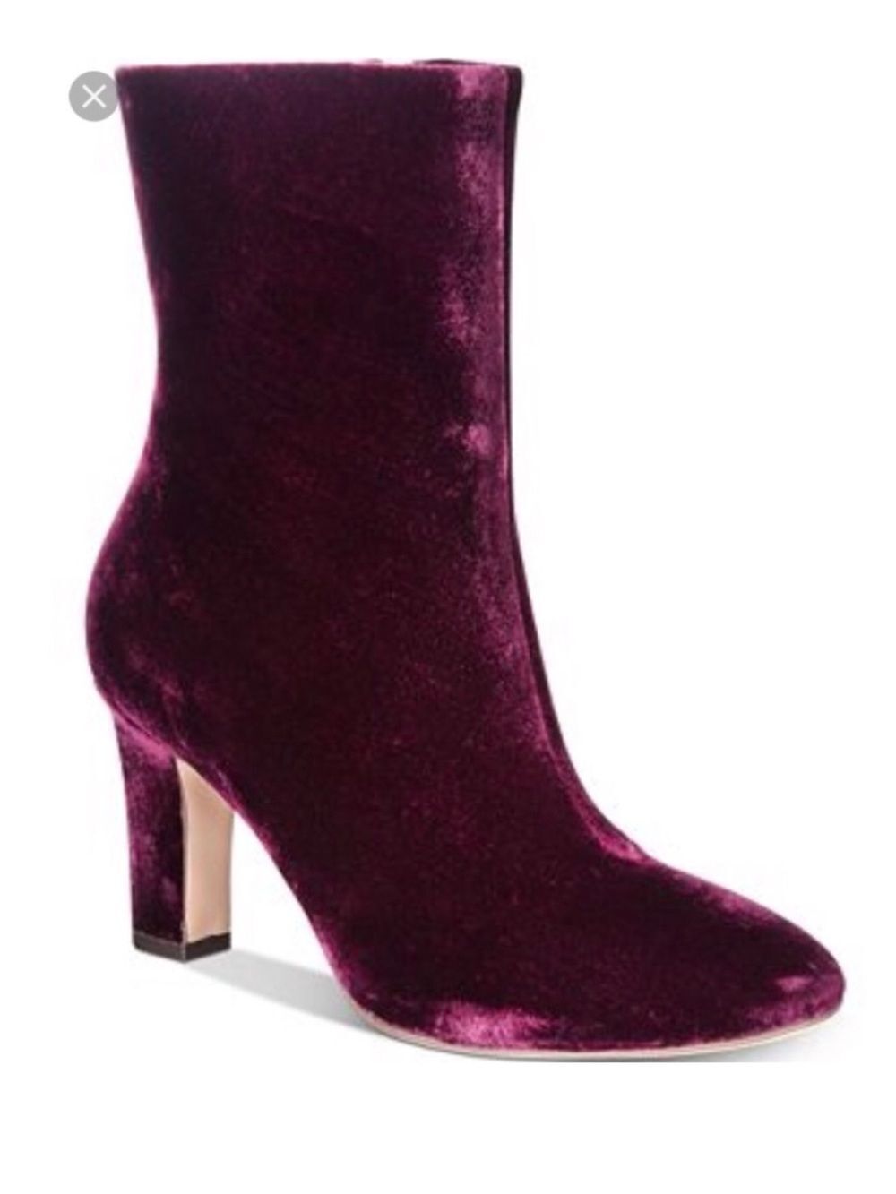 Ralph Lauren Bridget Port Red Velvet High Heel Booties Size 8.5 ~ Excellent